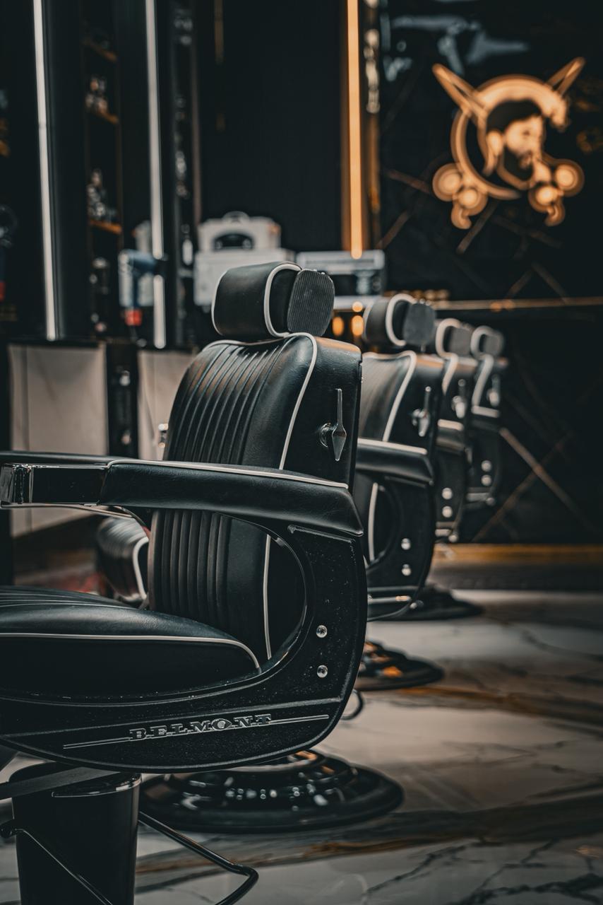 Chair backs with logo bokeh